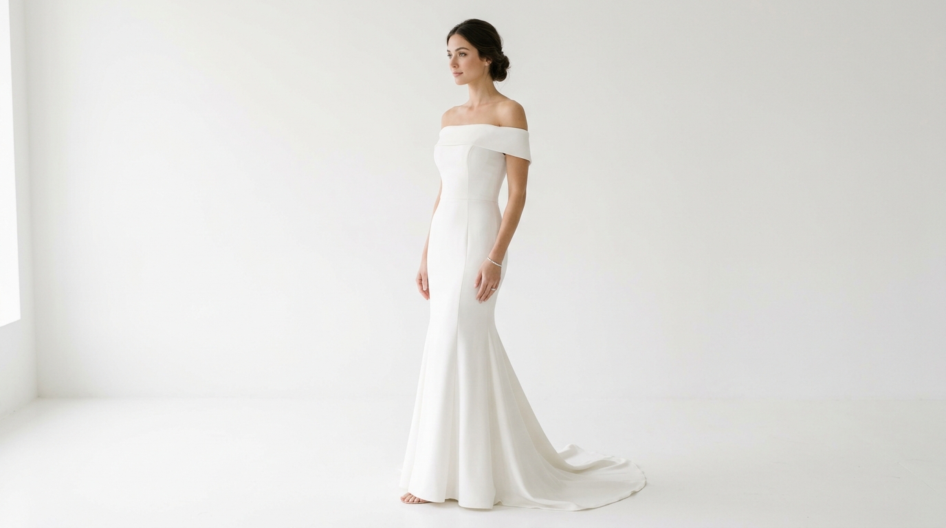 Vestido de Noiva Minimalista de Alta Costura - Usado 1x